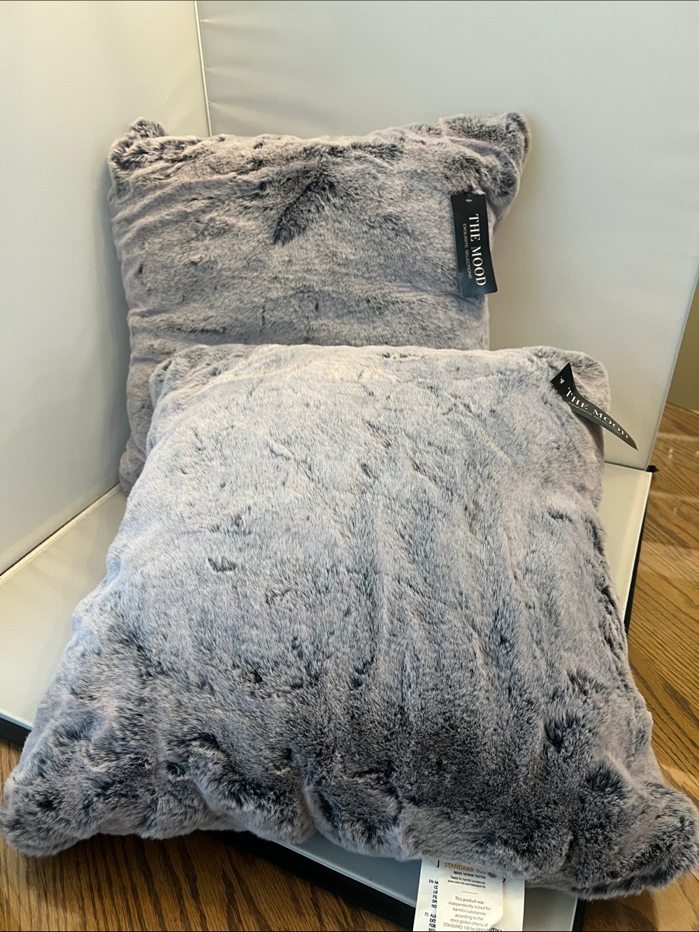 The Mood Plush Faux Fur Throw Pillow - Gray